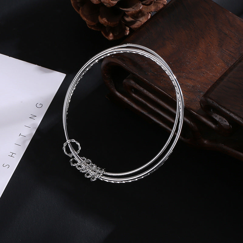 Ladies Bracelet Electroplated Bright Silver Geometric Circle