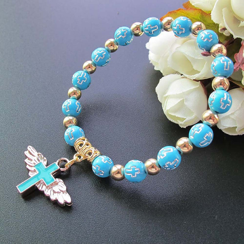 Bronzing Acrylic Cross Bead Bracelet