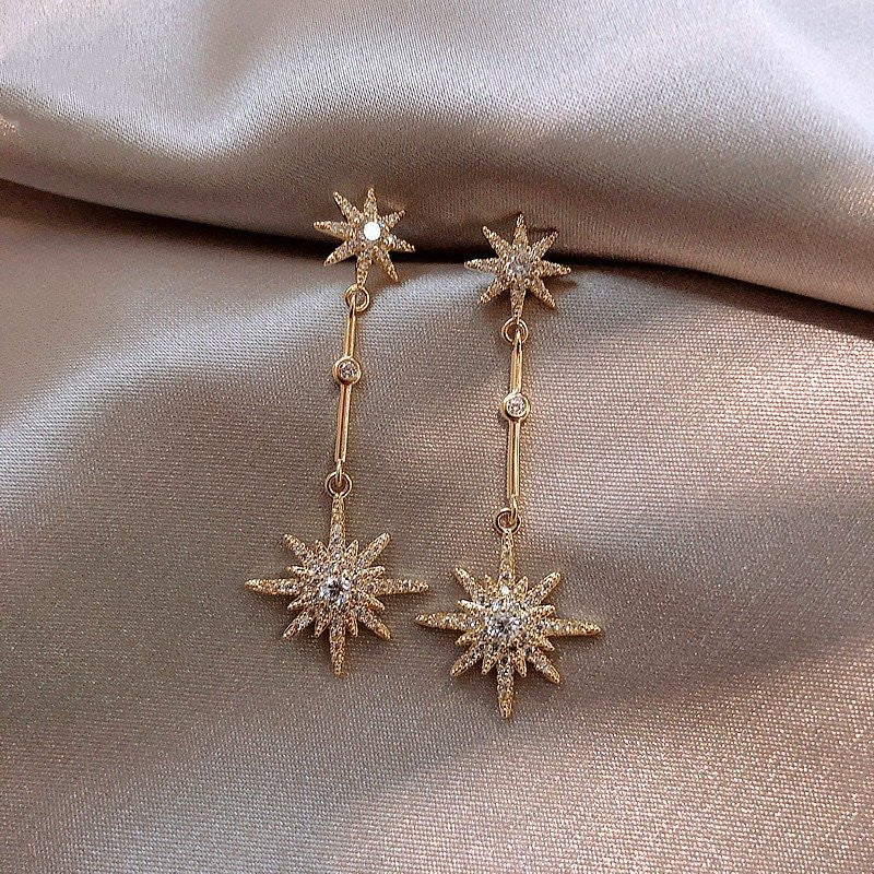 Temperament Long Earrings Fashion Korean Starlinked Star