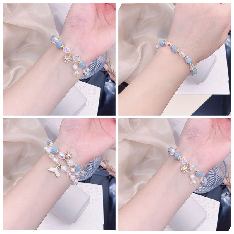 Pearl Crystal Adjustable Elastic Bracelet