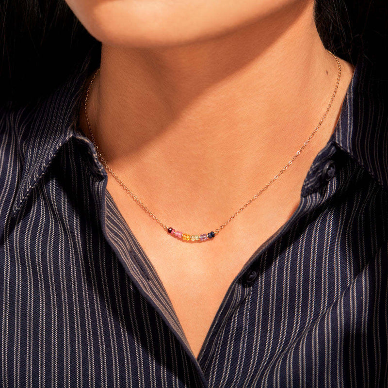 Rainbow Crystal Necklace Collarbone Chain