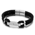 Leather Rope Braided Stainless Steel Engraved English Letters