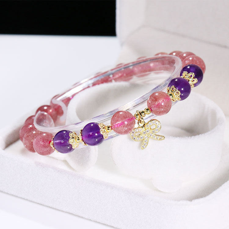 Strawberry Crystal With Amethyst DIY Crystal Bracelet Crystal Bracelet