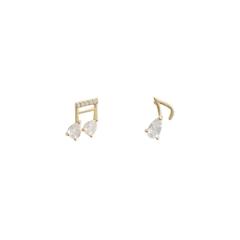 S925 Silver Needle Korean Dongdaemun Musical Note Stud Earrings Female Fashion Temperament