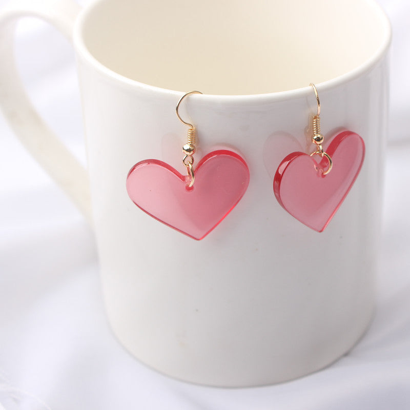 Japanese And Korean Trend Personality Retro Acrylic  Peach Heart Earrings