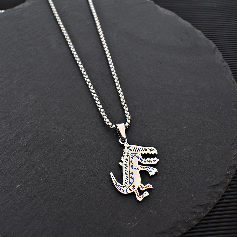 Men's And Women's Titanium Steel Personality Small Dinosaur Necklace