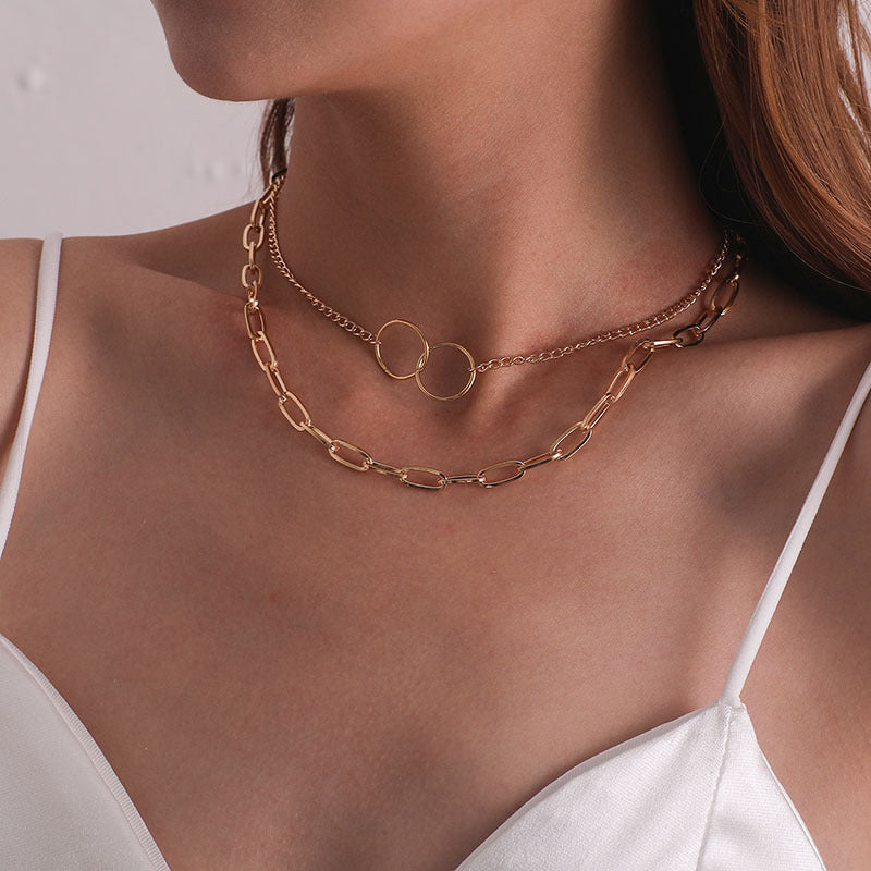 Cold Wind Chain Double-layer Necklace Square Thick Chain