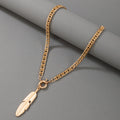 Retro Design Single-layer Chain Necklace Female Simple Leaf Feather Pendant Necklace