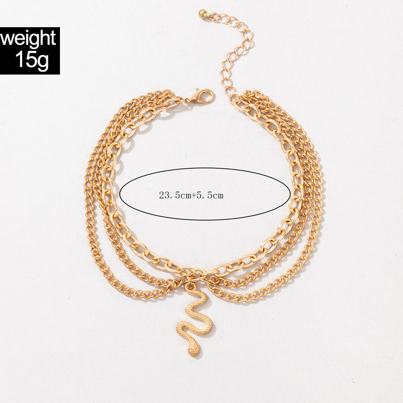 Women's Alloy Snake Geometric Multilayer Creative Anklet