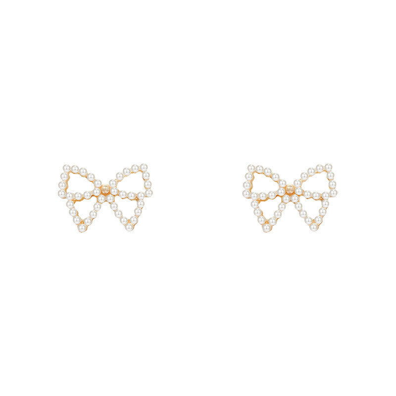 Pearl Bow Small Earrings Simple, Compact, High-end All-match Earrings