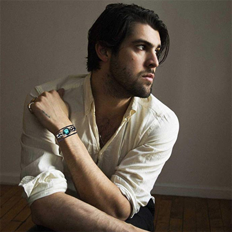 Men's Leather Personality Vintage Zodiac Bracelet