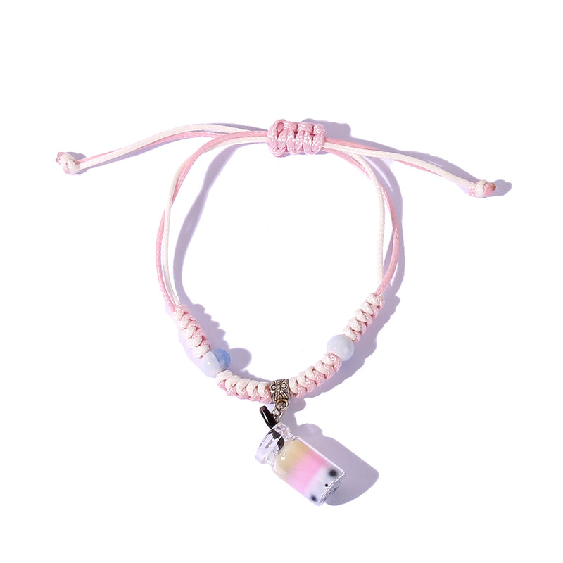 Cute Milk Tea Pendant Weaving Personalized Fashion Three-Dimensional Bracelet