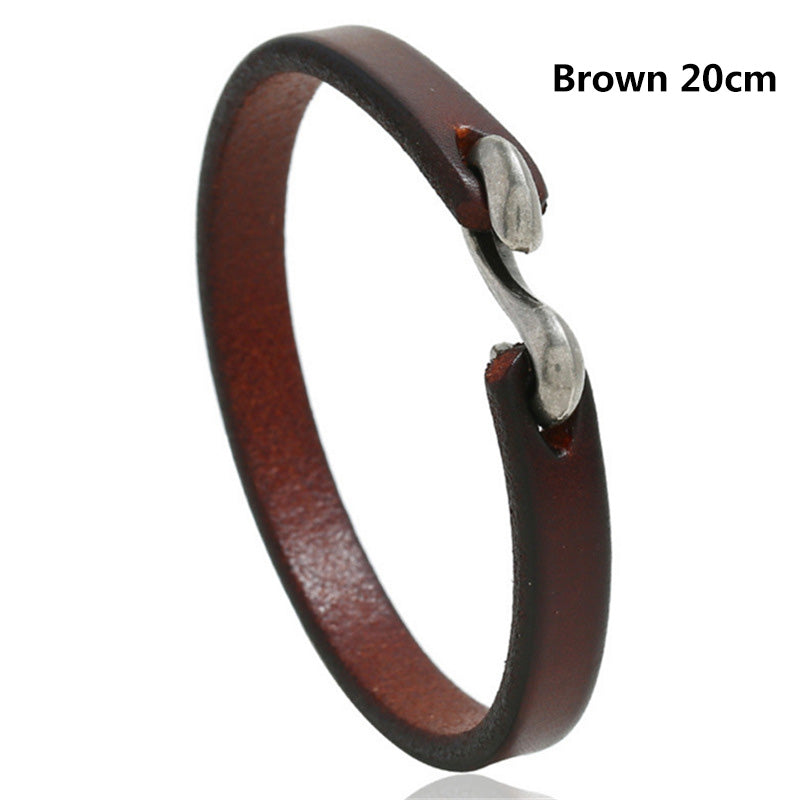 Retro Simple Leather Bracelet Men's All-match Punk Rock Leather Bracelet