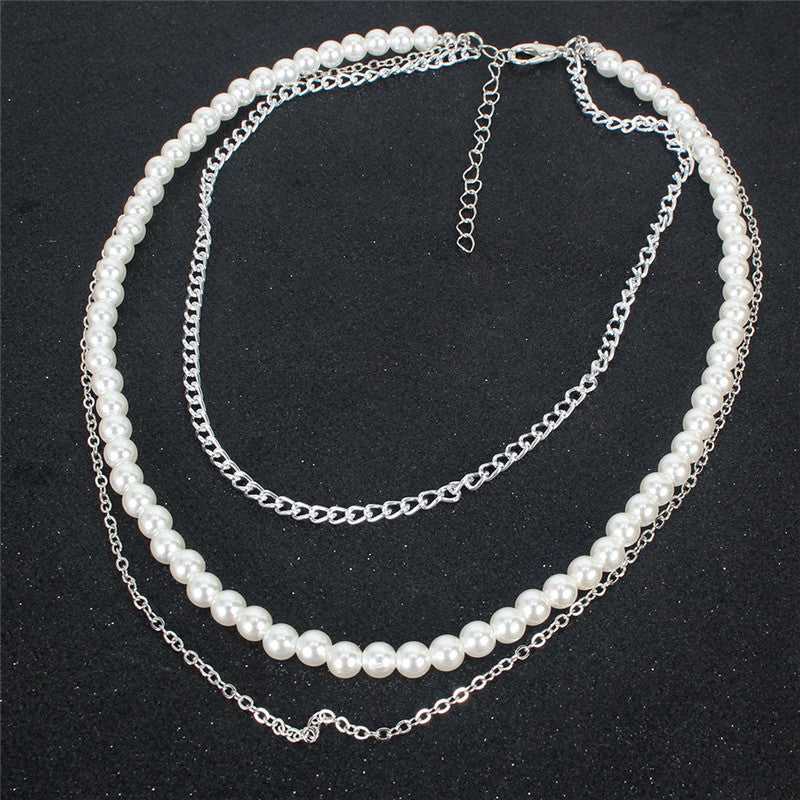 European And American Fashion Style Personalized Pearl Multi-layer Necklace