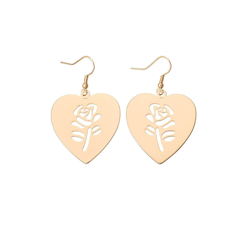 Alloy Polished Hollow Rose Earrings