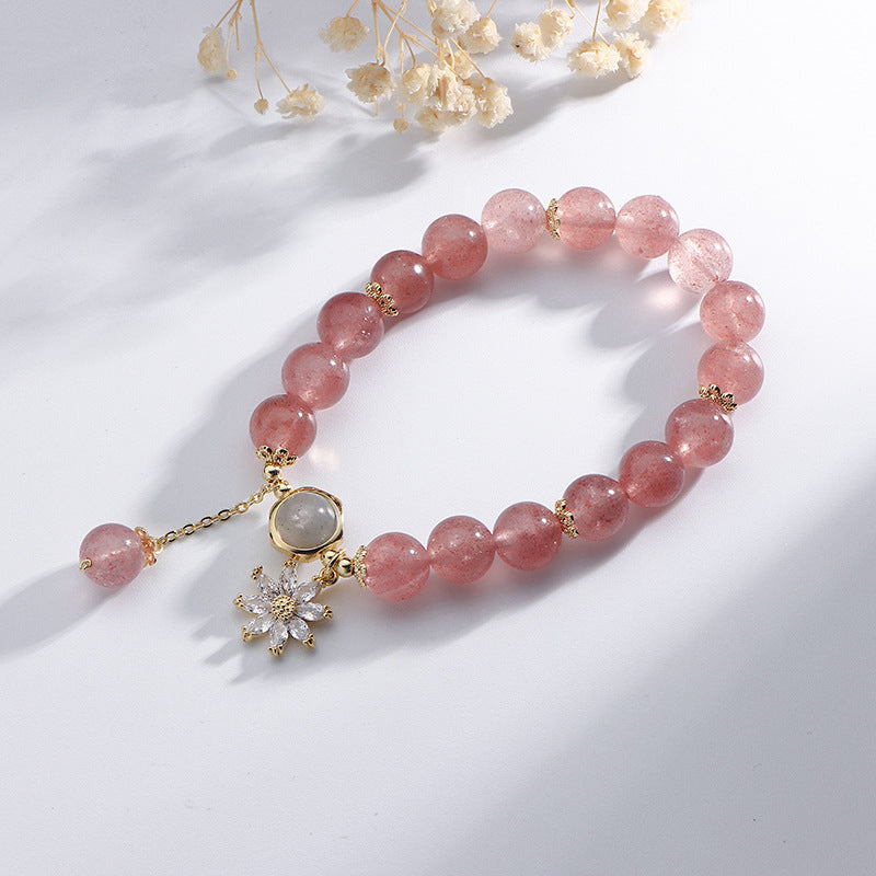 Japanese And Korean Mori Natural Strawberry Crystal Bracelet