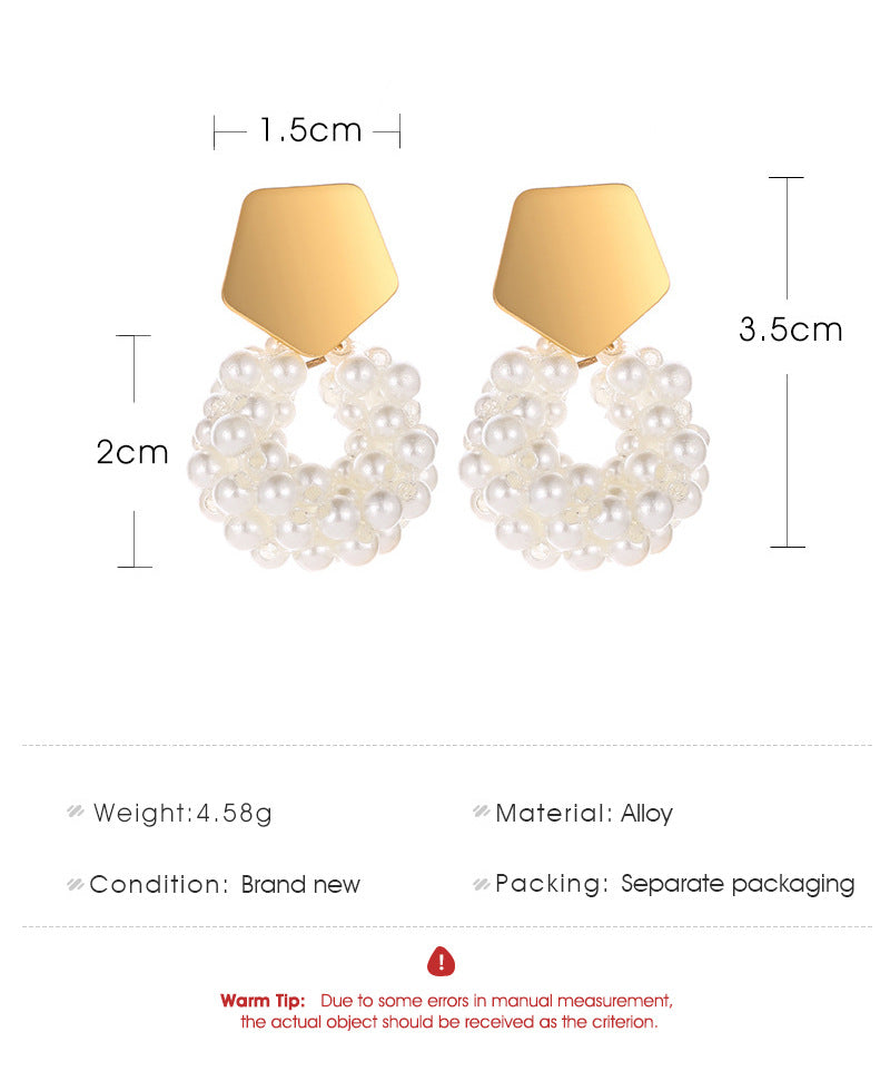 Popular Pearl Earpiece Lovely Geometric Gold Drops