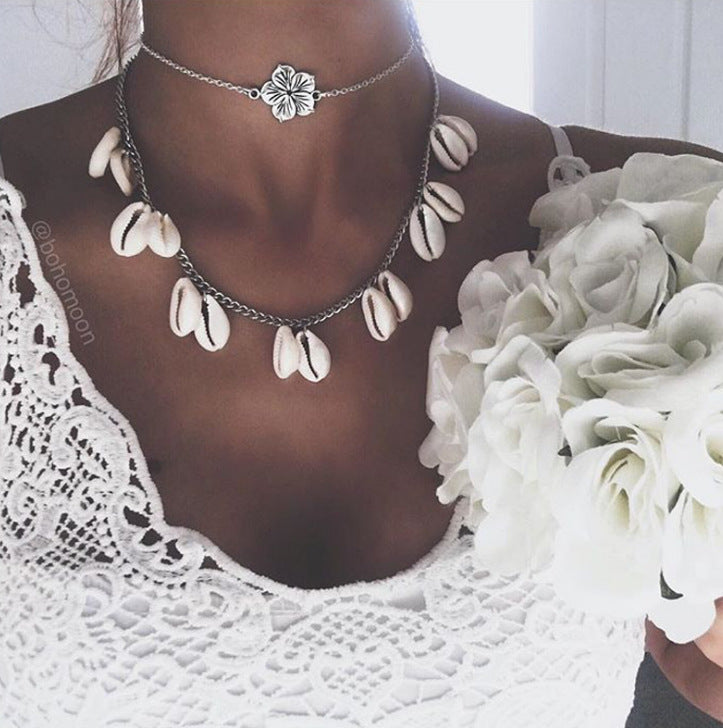 Alloy Flower Shell Necklace Necklace