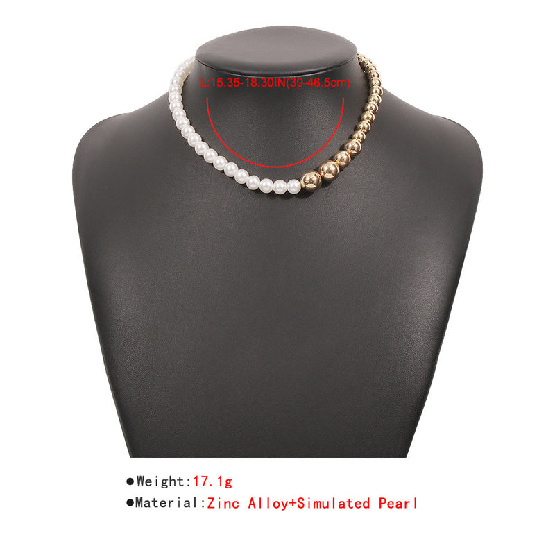 Simple Punk Style Clavicle Chain Mixed Color Imitation Pearls