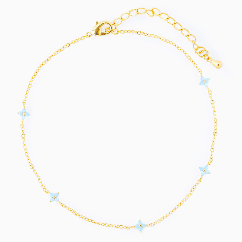 Blue Flower Summer Beach Wind Anklet