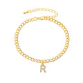 Simple And Versatile Shiny Diamond-encrusted Capital English Letter Anklet