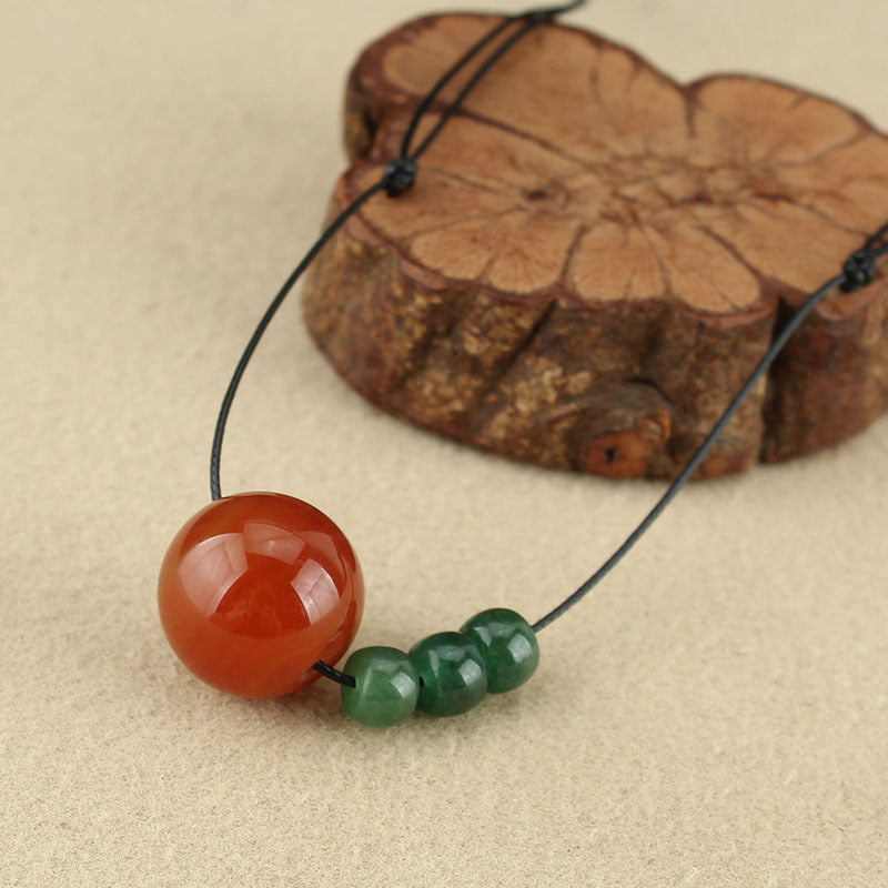 Ethnic Onyx Jade Transfer Bead Short Necklace