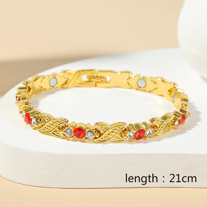 Ladies' Interlocking Gold And Diamond Magnet Bracelet