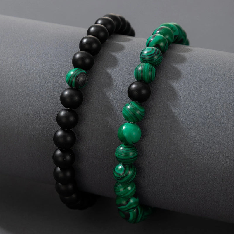 European And American Jewelry Set Of 2 Frosted Bead Bracelets