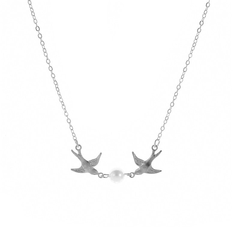 Boho Style Double Flying Lovebird Pendant Necklace