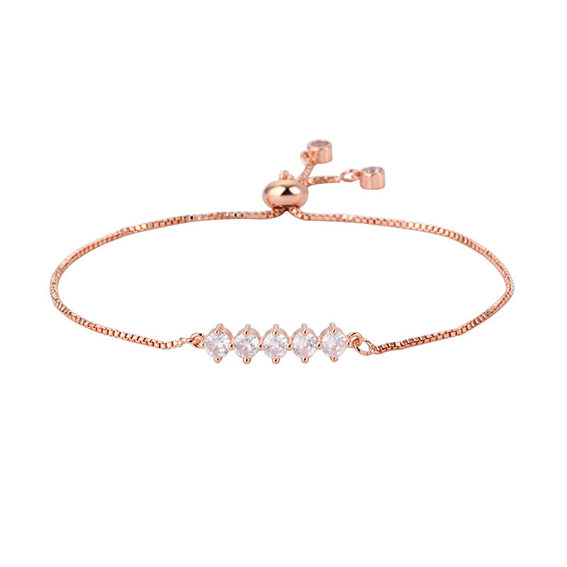 Bracelet Rose Gold Plated With 10 Zircon Diamonds