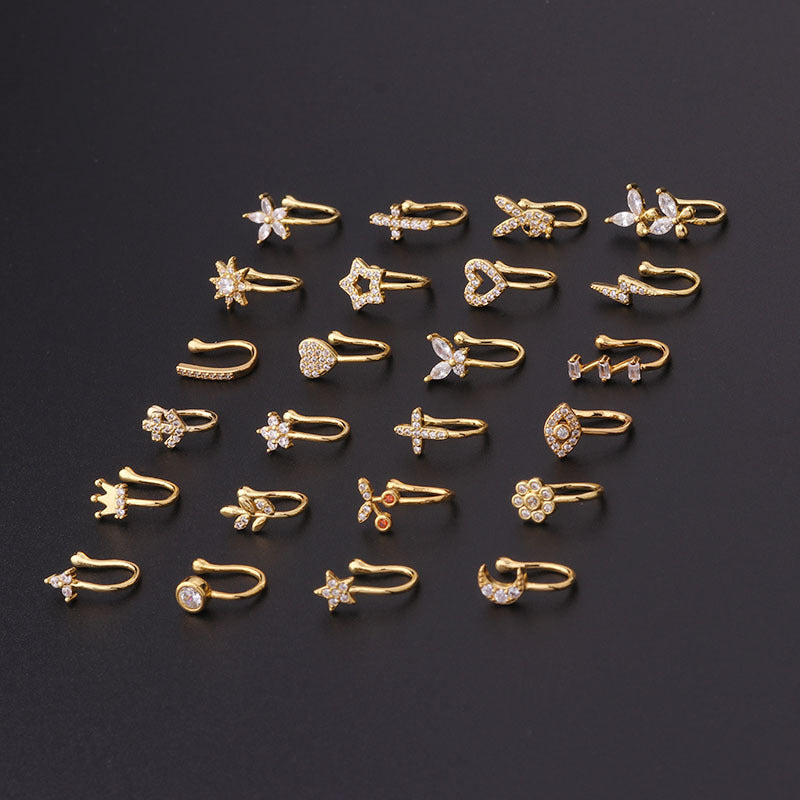 New Micro-inlaid Zircon U-shaped Nose Ear Bone Clip