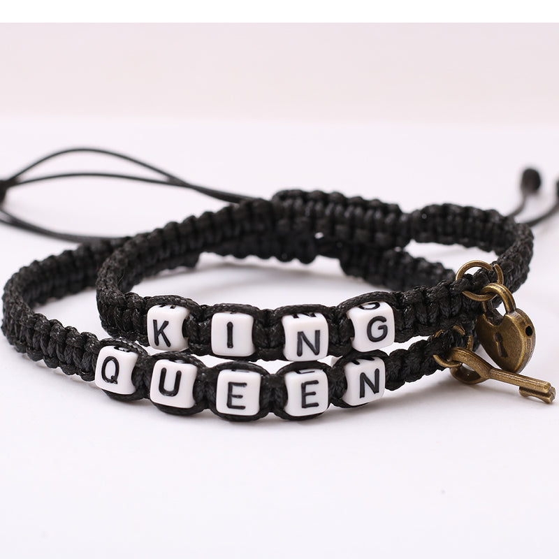 2pcspair Couple Bracelets Black King And White Queen With K