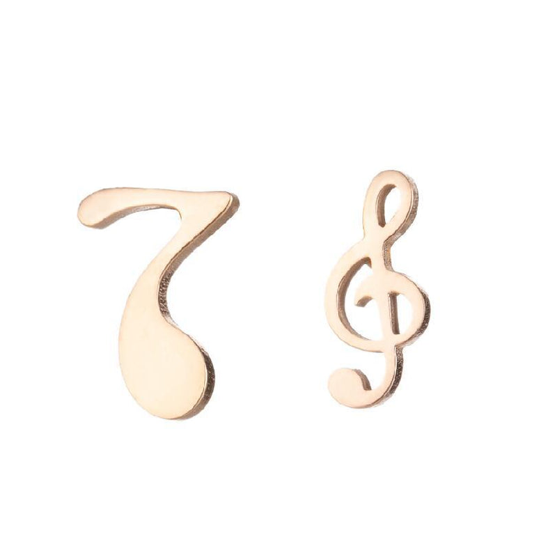 Love Ear Studs Electroplating Star Music Note Simple Geometric Stainless Steel Stud Earrings