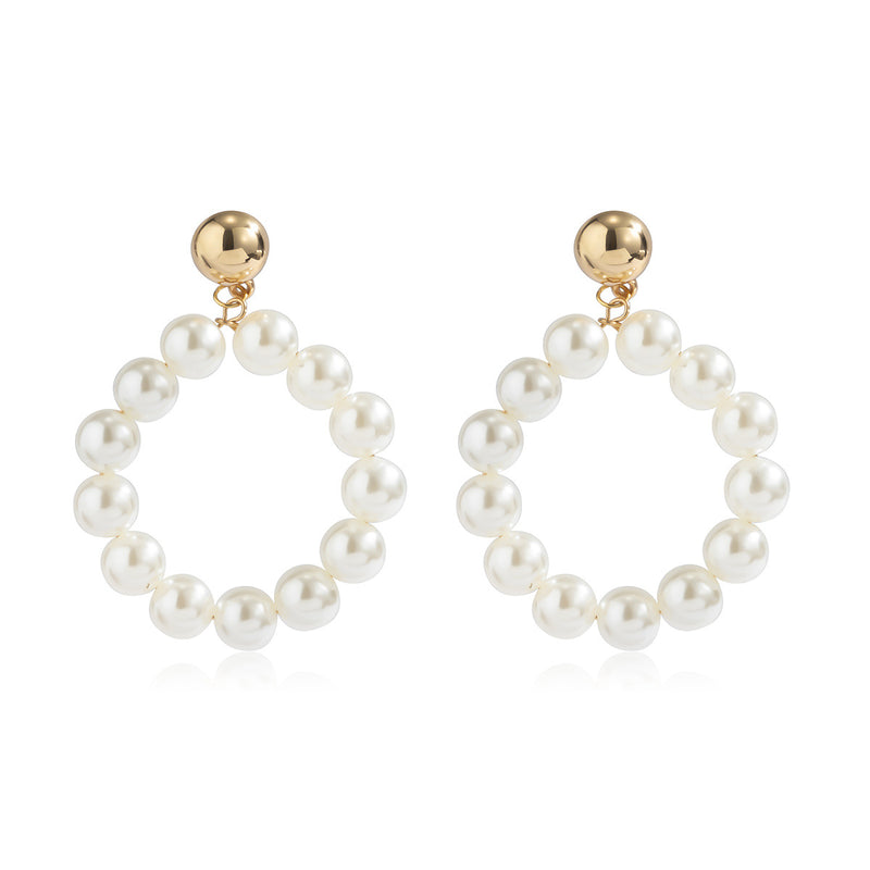 Baroque Pearl Geometric Big Earrings Women Simple