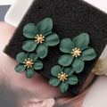 Earrings European And American Personality Trend Multi-color Double-layer Flowers