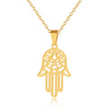 Fashion Creative Stainless Steel Hamsa Palm Pendant Necklace