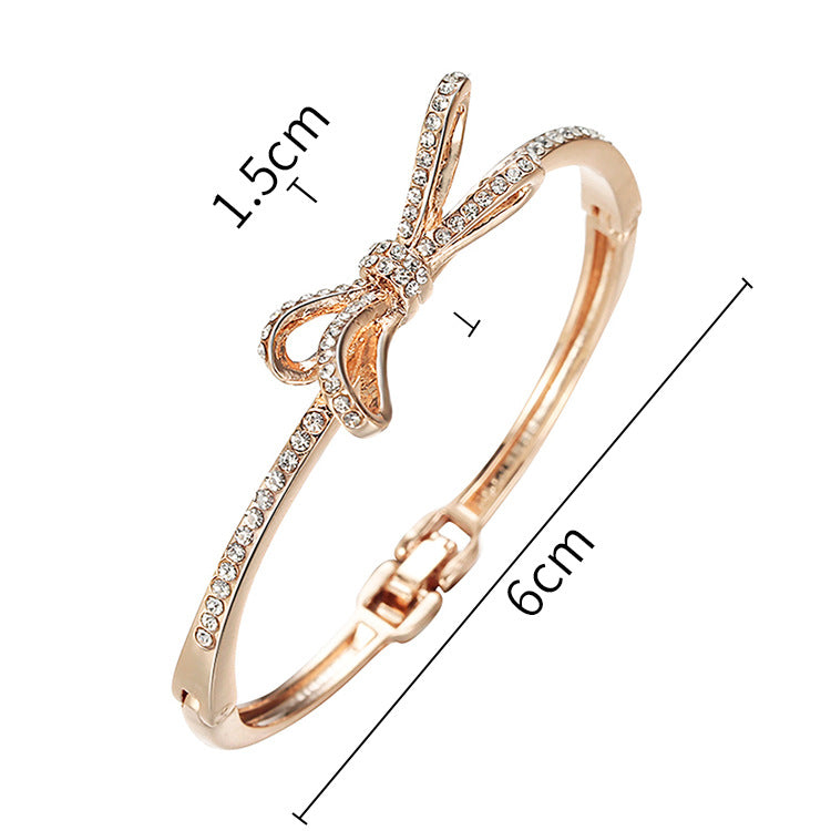 Women's Bracelets, Diamonds, Bows, Rose Gold Alloy Bracelets