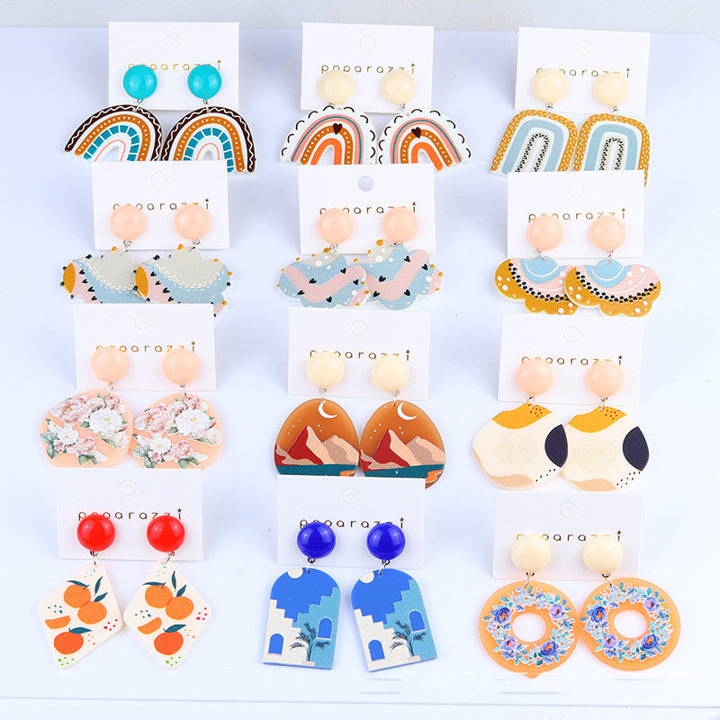 Cartoon Rainbow Contrast Color Acrylic Stud Earrings