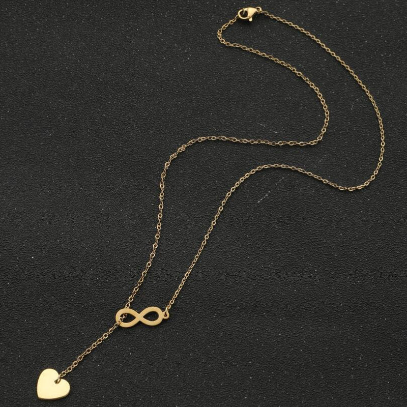 Individualized Geometric Simple Love Shaped Double Pendant Necklace