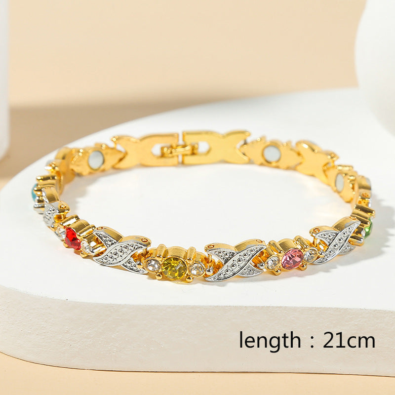 Ladies' Interlocking Gold And Diamond Magnet Bracelet