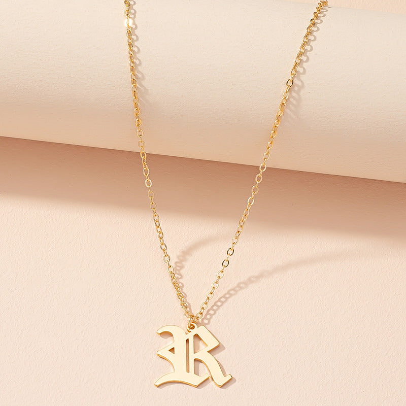 Retro Personality Design Sense 26 English Alphabet Necklace Female