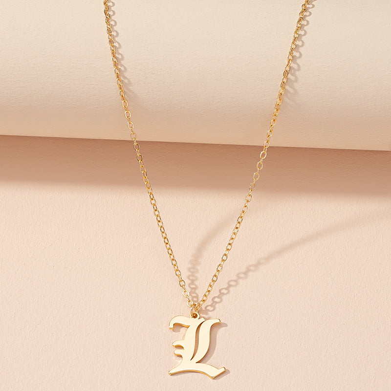 Retro Personality Design Sense 26 English Alphabet Necklace Female