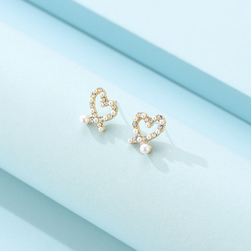 Simple Ring Forest Gold Earrings With Diamonds