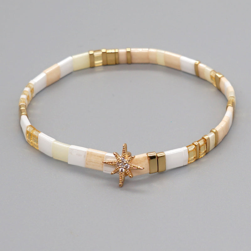 Micro-Set Rhinestone Snowflake Beads Bracelet