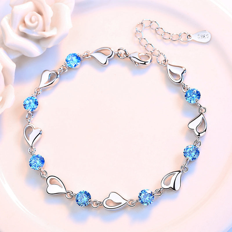 Women's Hollow Out Heart Silver Plated Bracelet