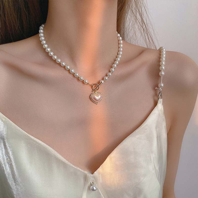 Super Fairy Temperament  Pearl Love Necklace