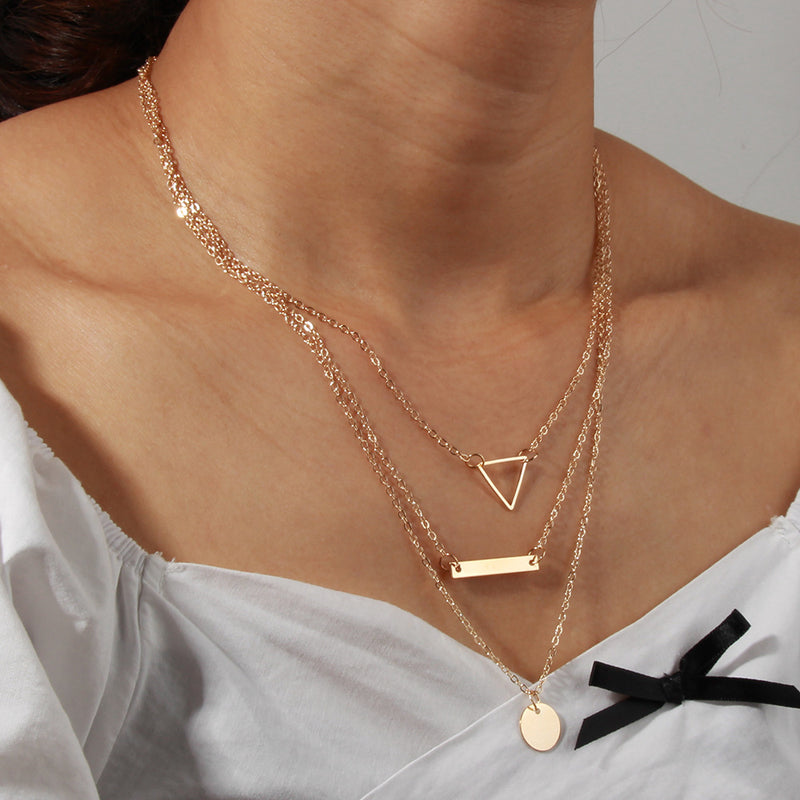 Geometric Pendant Necklace Simple Multilayer Clavicle Chain