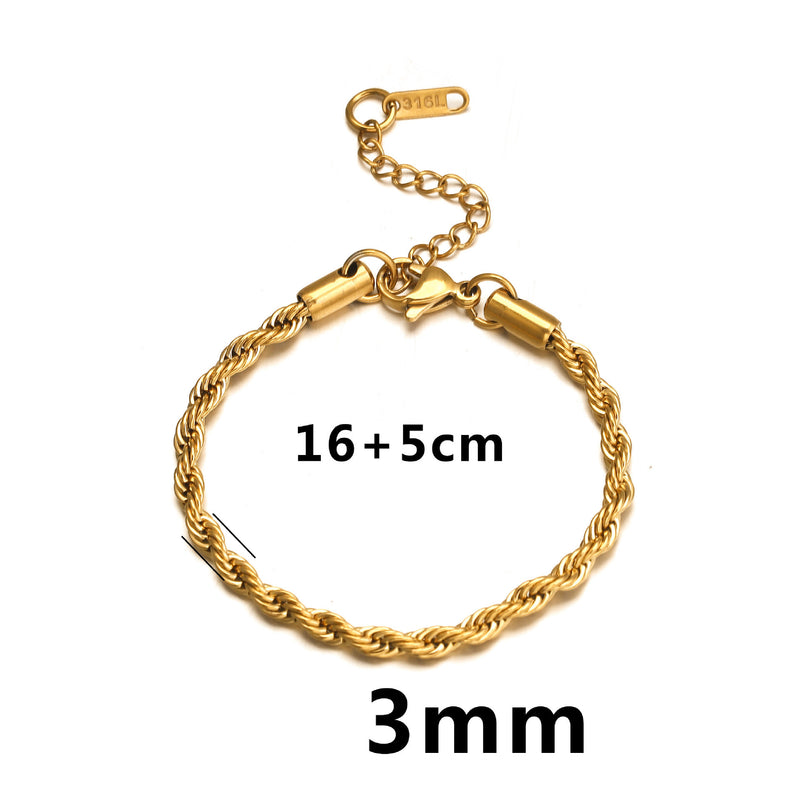 Stainless Steel Twist Braided Bracelet Gold Girls