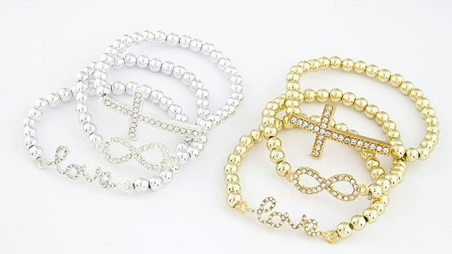 Wish Full Diamond Cross Bracelet Elasticity