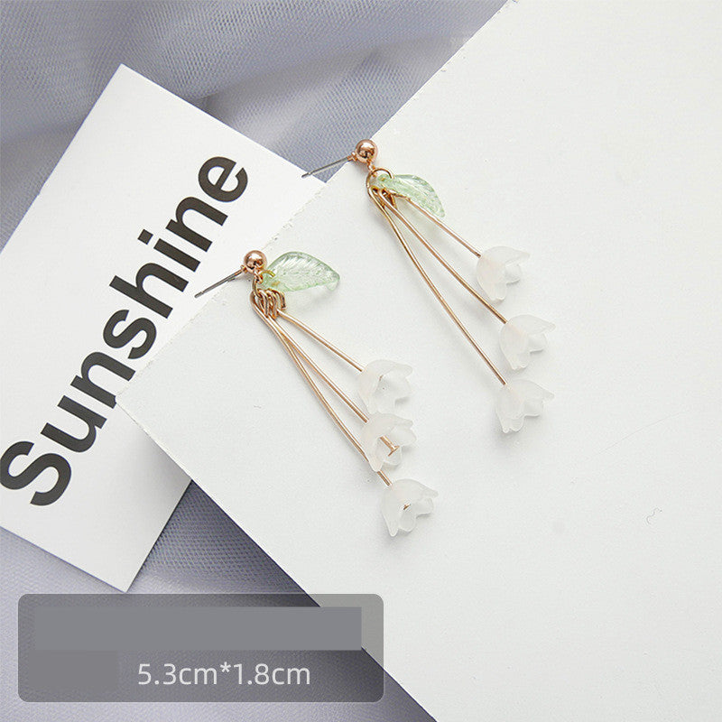 Korean Simple Immortal Petal Earrings Female Fashion Tassel Flower Earrings Small Drop Earrings Fairy Earrings